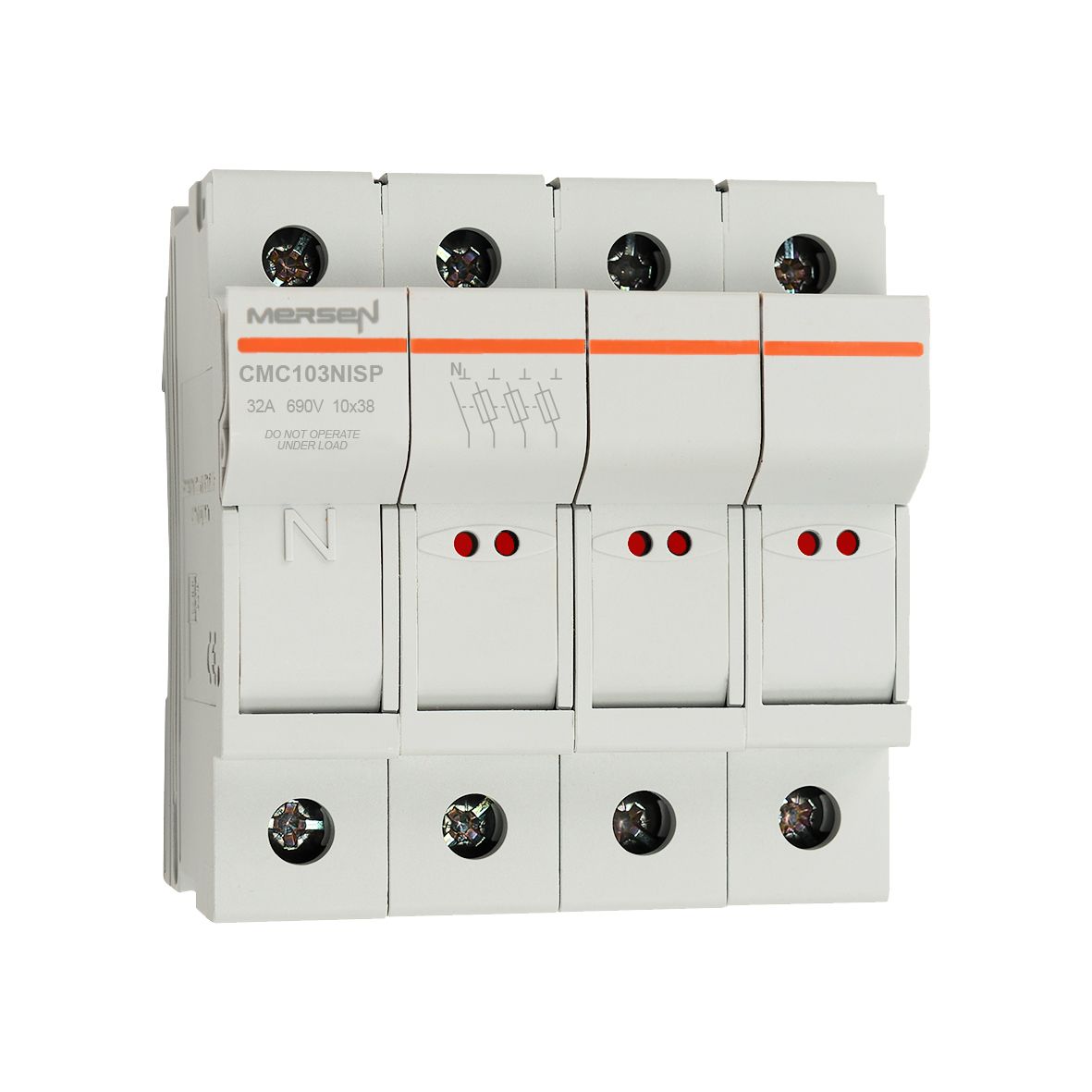 G1062767 - modular fuse holder, IEC, 3P+N, indicator light, 10x38, DIN rail mounting, IP20